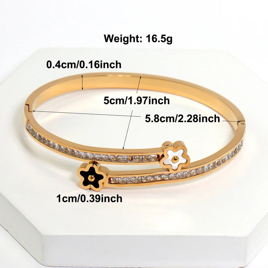 3Pcs/Sets Stainless Steel Clover Flower Cross Nail Bracelet for Women Leisure Wedding Jewelry Party Holiday Valentine's Day Gift