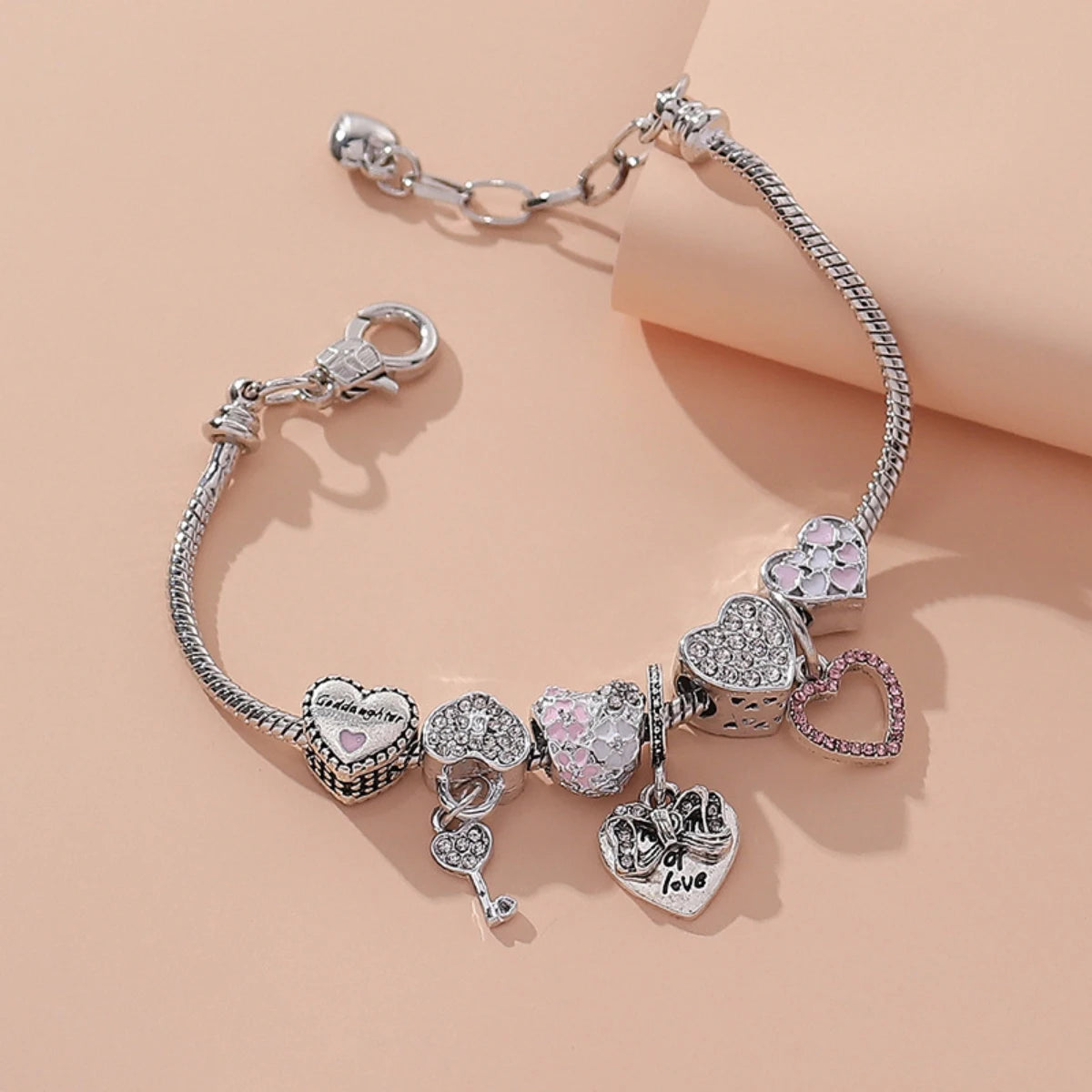 1PC Fashion Multi Element Accessories Drip Oil Rose Love Little Swan Pan Family Bracelet Jewelry Daily Dressing Party Gift -7633