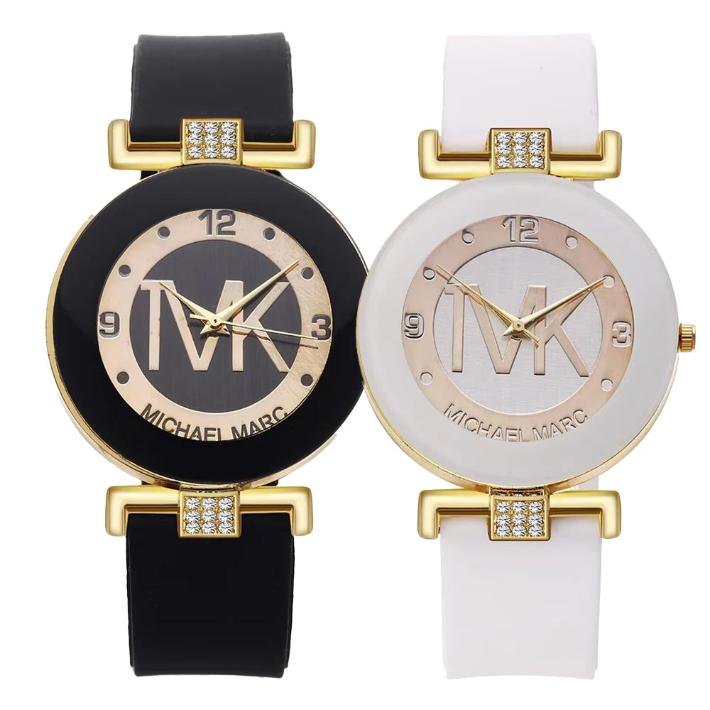 Fashion TVK Brand Women's Watch Simple Luxury Rhinestone Watch for Women Quartz Watch Casual Silicone Strap Ladies Clock