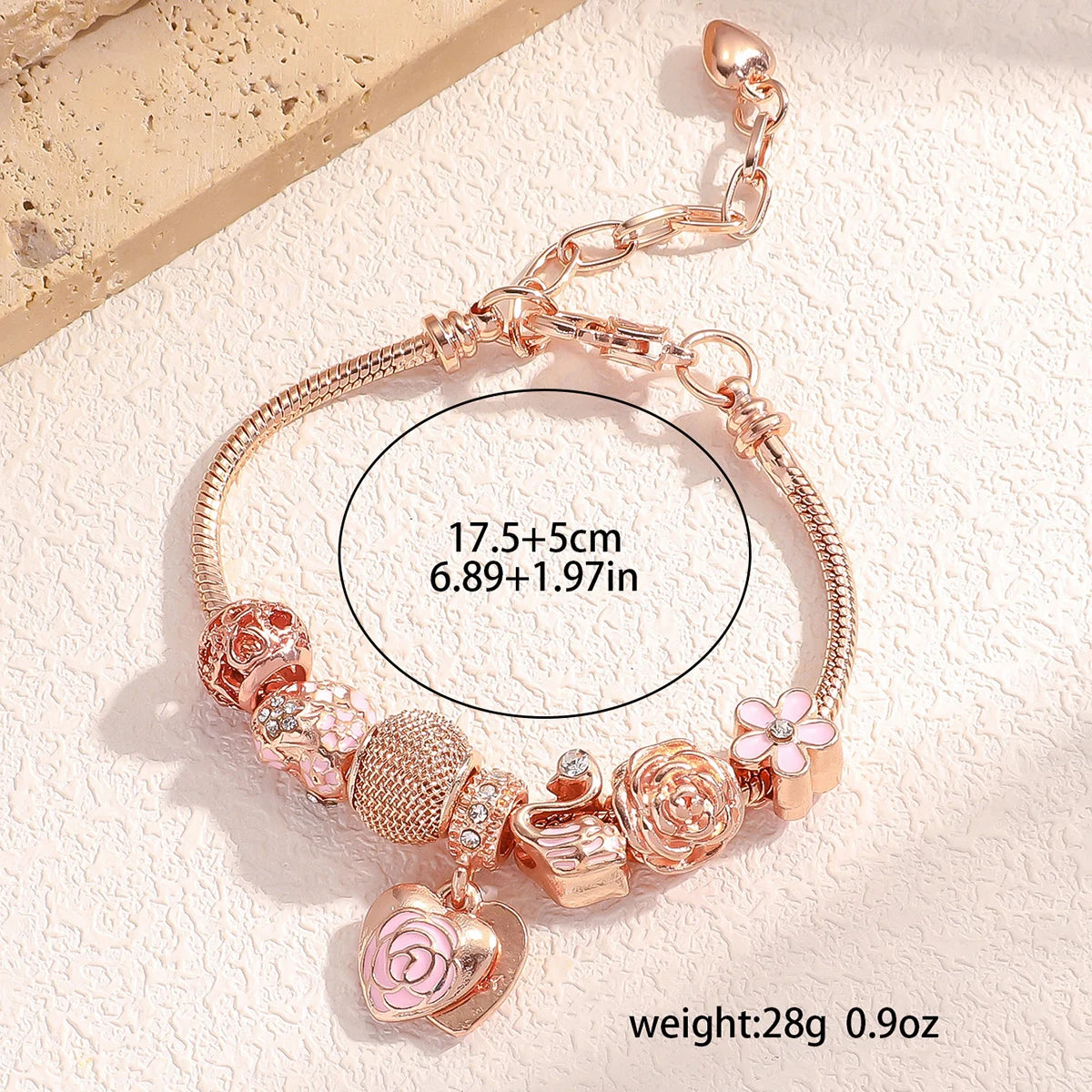 1PC Fashion Multi Element Accessories Drip Oil Rose Love Little Swan Pan Family Bracelet Jewelry Daily Dressing Party Gift -7633
