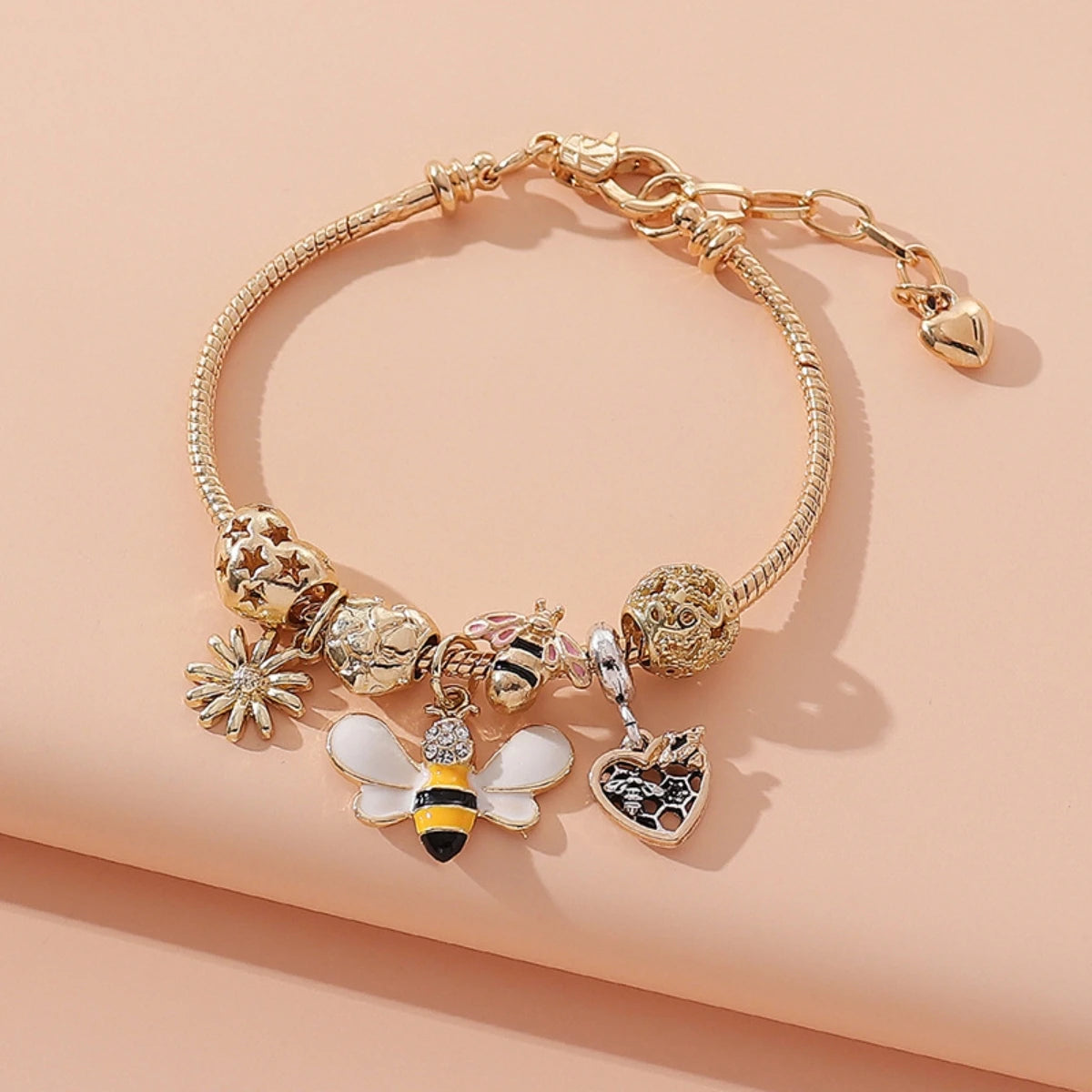 1PC Fashion Multi Element Accessories Drip Oil Rose Love Little Swan Pan Family Bracelet Jewelry Daily Dressing Party Gift -7633