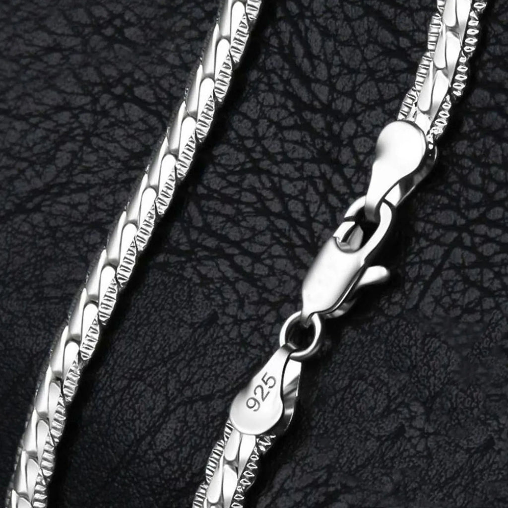 925 Sterling Silver 8/16/18/20/22/24 Inch 6mm Side Chain Necklace Bracelet For Woman Men Fashion Charm Wedding Jewelry